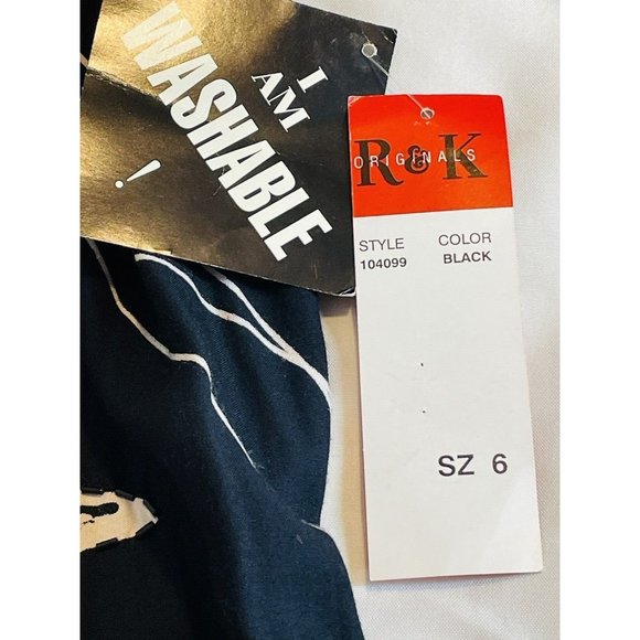 R & K Black Long Tie Back Women size 6 rayon Black Tropical Sequin Beads - Picture 8 of 15